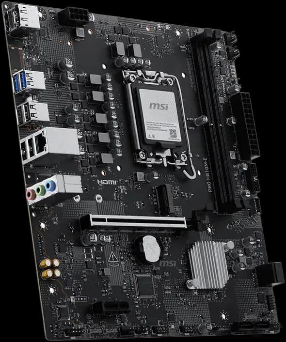 MSI PRO H810M-E LGA1851 mATX Motherboard, Intel H810 Chipset, 2x DDR5 UDIMM Slots, Up to 128GB Max Memory, 1x PCIe x16 Slots, 1x M.2 Slots